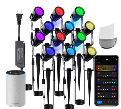 12-String Point Control App Intelligent Plug-in Light Graffiti WiFi Voice RGB Spotlight 36W Horse Running Magic Color Lawn Lamp