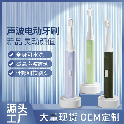 New Ultrasonic Electric Toothbrush Battery Smart Mute Couple Adult Soft Hair Automatic Toothbrush Gift Wholesale