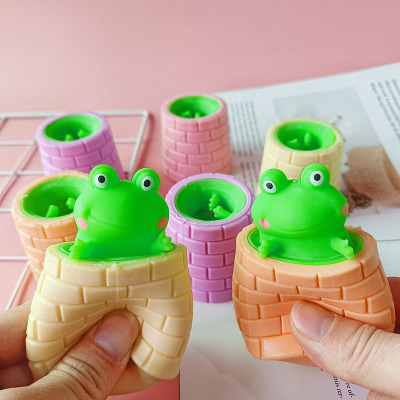 New Exotic Stress Relief Frog Cup Trick Toy Squeeze Well Frog Animal Squeezing Toy Children's Toy