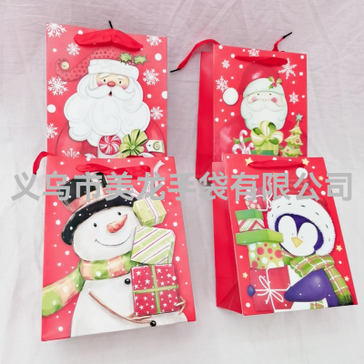 christmas style white cardboard gift bag