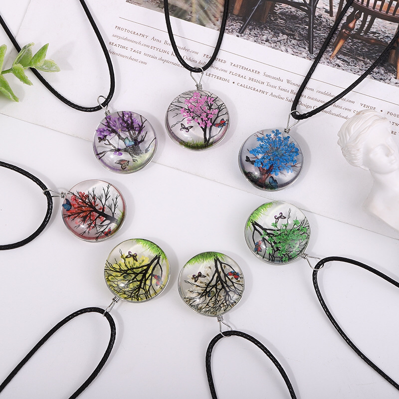 diy创意个性吊坠植物干花满天星项链时光手工玻璃球形饰品直供 ht