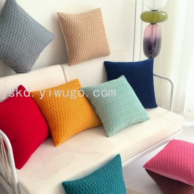 Cross-Border Solid Color Velvet Pleated Pillow Cover Couch Pillow Bedside Cushion Office Back Cushion Waist Pillow Wholesale