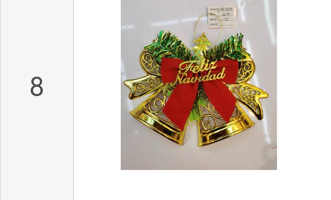 新款塑料金色圣诞节蝴蝶结铃铛配饰圣诞花环圣诞树装饰配件蝴蝶结