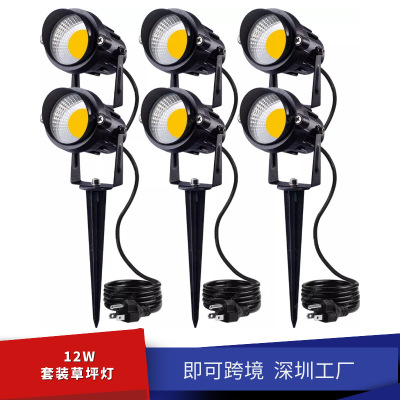 New Cob Ground Plugged Light 10W Colorful Remote Control RGB Flood Light RGB Lawn Lamp Outdoor Courtyard Tree Lamp