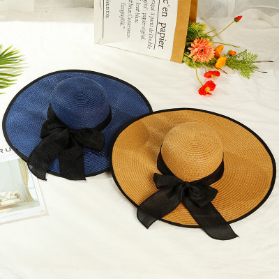 2020 Summer Cool Straw Hat Foldable Summer Beach Hat Sun Protection Wide Brim Women's Hat Wholesale
