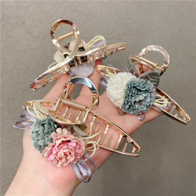 Two-Color Flower Hair Clip Women's Summer Back Head Hairpin Metal Hairpin Temperament Shark Clip Hair Accessories