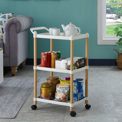 New Amazon Nordic Style Simple Shelf Floor with Brake Trolley Bedroom Living Room Storage Organizing Rack