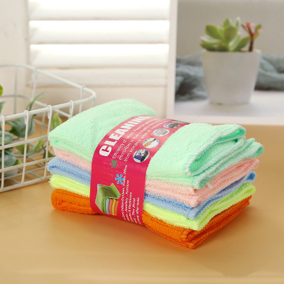 Macron Color Thickened Microfiber Rag Absorbent Kitchen Cleaning Dishwashing Scouring Pad