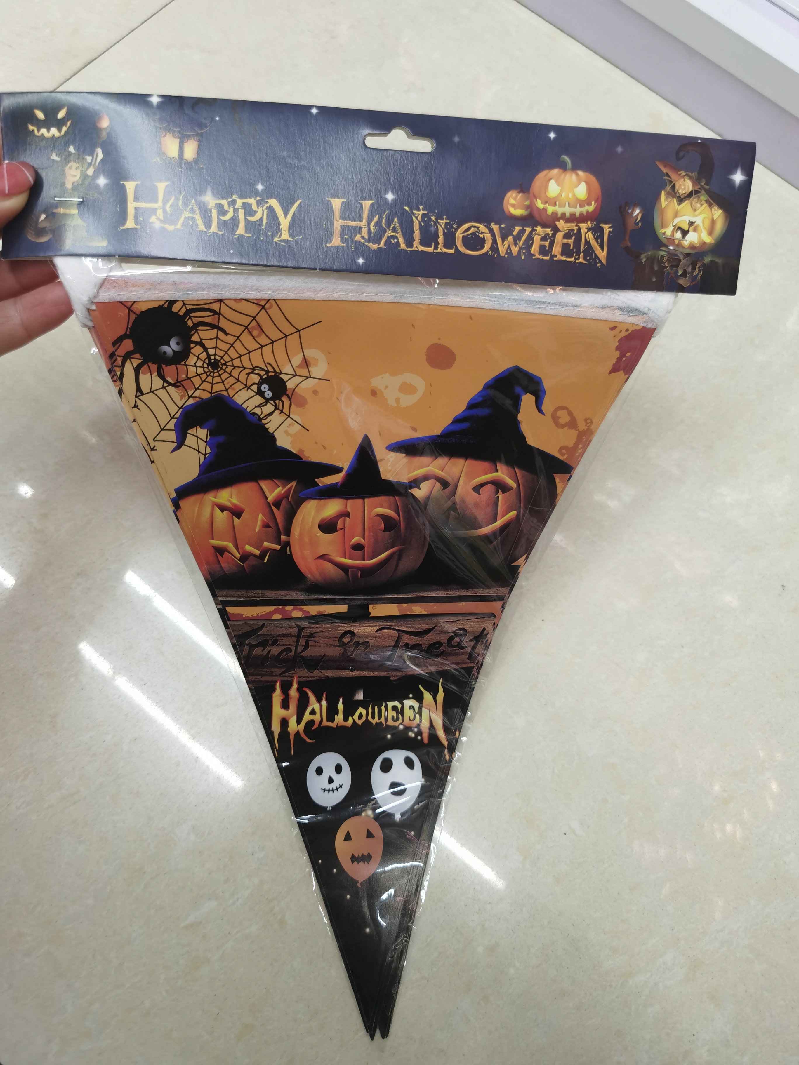 New Halloween Party Decoration Banner Paper Pull Flag