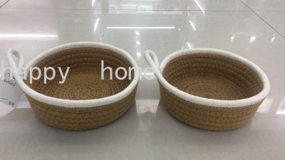 With Handle Storage Basket Cotton String Laundry Basket Cotton Braided Sundries Foldable Foreign Trade Export