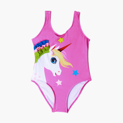 New Summer Children's Swimsuit Cartoon Unicorn One-Piece Girl Children Hot Spring Swimsuit Bikini