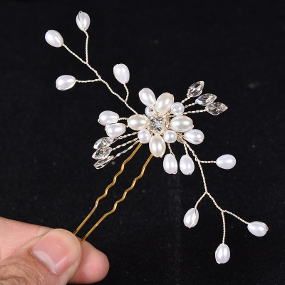 Exclusive for Cross-Border Bridal Handmade Pearl Hairpin Pin U-Clips Updo Wedding Dress Styling Accessories Headdress Wholesale