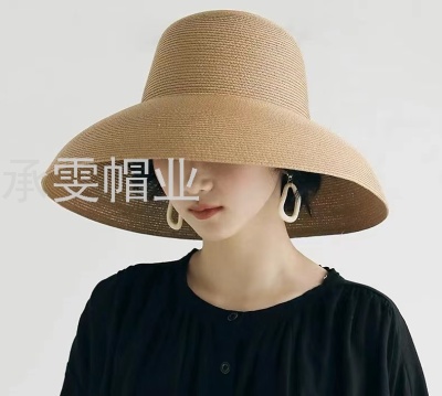 INS Pop Straw Hat Summer Beach Hat Face-Covering and Sun-Shading Bucket Hat Sun Hat Bucket Hat