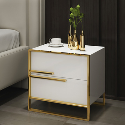 Bedroom Bedside Table Light Luxury and Simplicity Modern Creative Metal Corner Table Storage Cabinet Bedside Drawer Locker