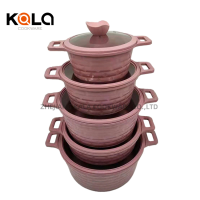 10-Piece Set an Aluminum Pot Pot Set Silicone Glass Lid Non-Stick Pot Soup Pot Casserole Shallow Soup Pot