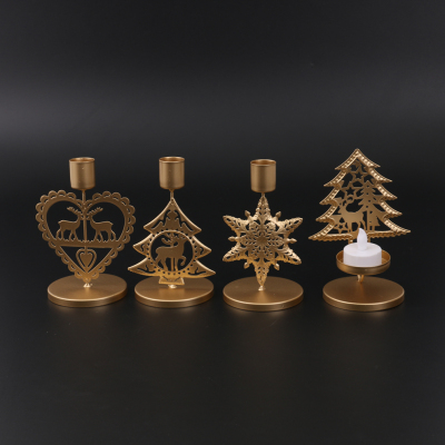 Iron Brass Christmas Decorative Candlestick Decoration Creative Retro European Incense Candle Holder Soft Decoration Ornaments