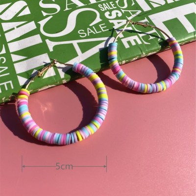Cross-Border Hot Selling Beach Earrings C- Shaped Soft Pottery Color Earrings Female Street Shooting Internet Celebrity Exaggerated Ear Ring Factory Direct Sales