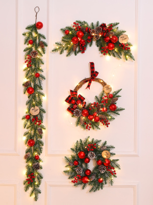 New Year Christmas Decorations Garland Rattan Vine Ring Door Hanging Scene Layout Creative Showcase Pendant Ornaments