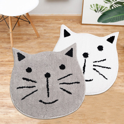 Carpet One Piece Dropshipping Flocking Ins Nordic Cartoon Cat Bathroom Water-Absorbing Non-Slip Mat Home Entrance Living Room Floor Mat