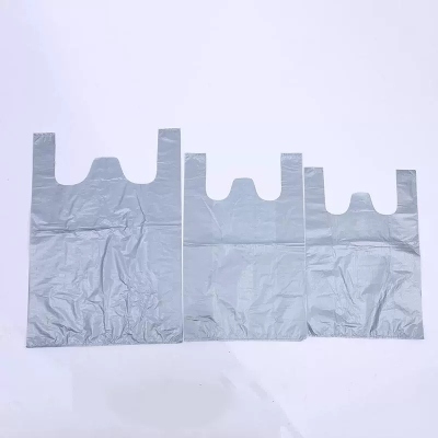 Gray Gift Plastic Bag Portable Clothing Packing Bag Garbage Cleaning Bag Vest Bag Wholesale Custom