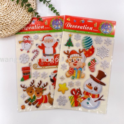 Factory Direct Sales Christmas Stickers Christmas Hot Silver Blister Three-Dimensional Stickers Christmas Sticker Christmas Decoration SDG