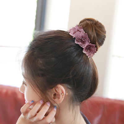Bun Hair Band Headwear Korean Style Fashionable Hot Mom Elegant Graceful Flower Barrettes Female Back Head Head Clip