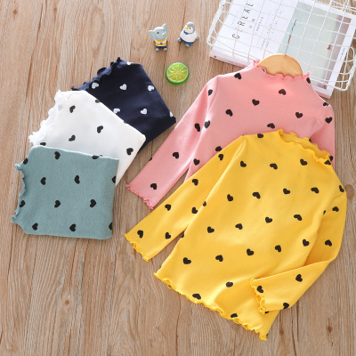 T-shirt High-Necked Baby Bottoming Shirt Spring and Autumn Style Wooden Ear Children's Shirt Autumn New Wholesale