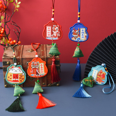 Dragon Boat Festival Sachet Small Dumplings Brocade Embroidery Tassel Car Sachet Hanfu Ornaments Blessing Silk Pouch Perfume Bag Bag