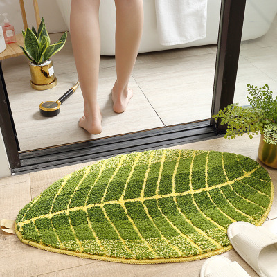 Leaf Floor Mat Living Room Toilet Door Mat Bedside Carpet Bathroom Water-Absorbing Non-Slip Mat