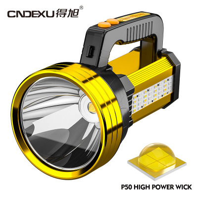 Cross-Border Wholesale Led Power Torch P50 Household Camping Emergency Charging Portable Patrol Fishing Searchlight