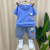 Boys Summer Suit 2022 New Western Style Fashion Baby Summer Clothes Net Red Children's Short Sleeve Two-Piece Set