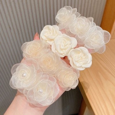 Loli Awakening Beige Camellia Barrettes Gentle Sister Classic Style Hairpin Barrettes Female Side Fringe Clip Headdress