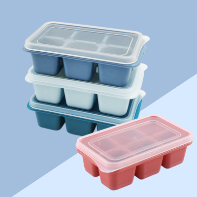 Ice Cube Mold Household Ice Cube Box 6-Grid Large Ice Hockey Ice Refrigerator with Lid Home Ice Tray