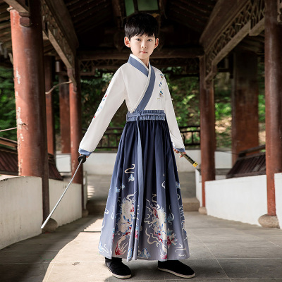 [2022 New] Hanfu Boys' Spring and Autumn Costume Children's Chinese Classics Suit Chic Master Clothes High-End Performance Costume