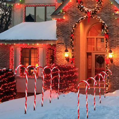 Amazon New Floor Outlet Candy Cane Lights One Drag Ten Solar Christmas Lights Courtyard Garden Lawn Lamp