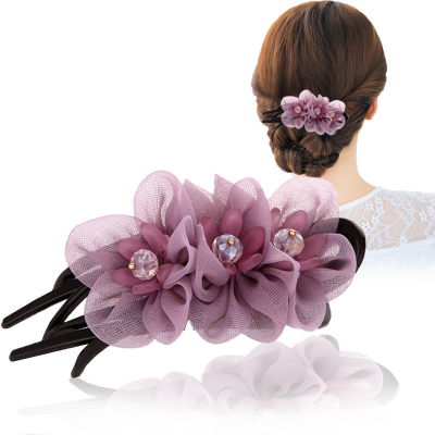 Korean Style Duckbill Clip Juan Sha Flower Fabric Art Barrettes Tie up the Hair Special Hair Clip Headdress Barrettes Back Head Head Clip