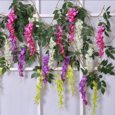 Artificial Flower Wisteria Flower Pieces HANAFUJI Fake Flower for Wedding Arch Flower Air Conditioning Pipe Balcony Decoration the Flowers Tofu Pudding