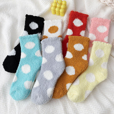 Socks Coral Fleece Socks  Women's Autumn and Winter Fleece-Lined Thickening Towel Room Socks  Mid-Calf Length Maternity Socks  Warm Sleeping Socks 