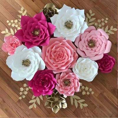 Wall Decoration Giant Paper Flowers Rose DIY Backdrops White Silver Light Pink Decor Baby Nursery Shower Paper Craft Flo