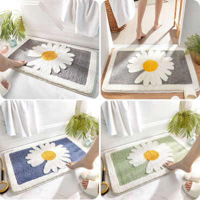 Simple Ins Style Little Flower Home Bathroom Entrance Slip-Proof Floor Mat Bathroom Door Absorbent Cashmere-like Floor Mat