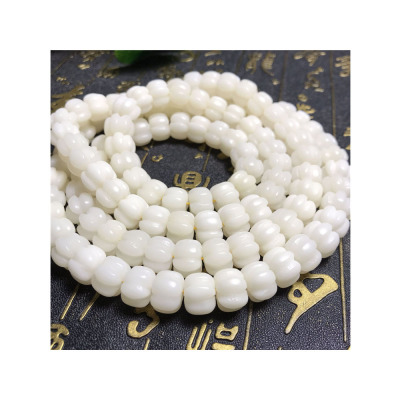 White Corypha Umbraculifea Carved Pumpkin Beads 114 Beads Bracelet Individual Bodhi Beads Accessories 12-13mm