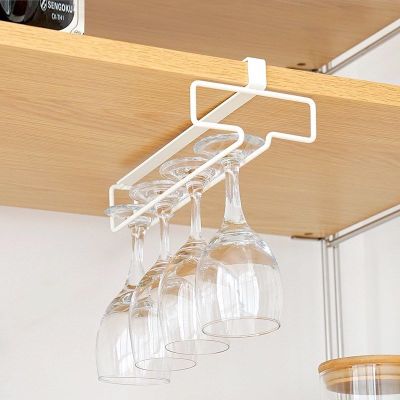 Red Wine Glass Holder Upside down Household Goblet Cabinet Hanging Glass Draining Rack No Punch Nail 304 Stainless Steel