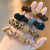 Korean Style New Rhinestone Ball Leopard Print Large Intestine Hair Band Simple Tie Hair Rope Net Red Cute Ponytail Rubber Band Hair Accessories