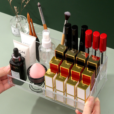 Multifunctional Acrylic Transparent Nail Polish Eyebrow Pencil Display Stand Plastic Cosmetics Storage Box Desktop Lipstick Stand