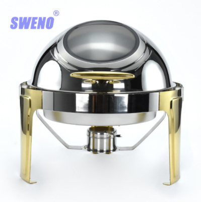 Cross-Border Supply Stainless Steel round Full Flip Buffet Stove Hotel Restaurant Suitable for Novel and Considerable Alcohol Stove