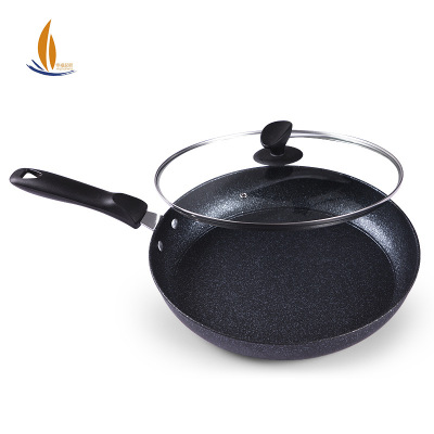 Factory Direct Sales Non-Lampblack Non-Stick Pan Flat Frying Pan Medical Stone Gift Double Bottom Thickened Fried Egg Steak Pot Wok