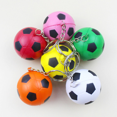 Pu Solid Sponge 4cm Mini Football Key Ring Sports Stress Ball Key Chain Car Backpack Pendant Wholesale