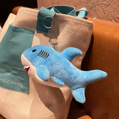 4-Inch Shark Pendant Big Mouth Shark Plush Toy Keychain Bear Doll Bag Pendant Cross-Border Gift Wholesale