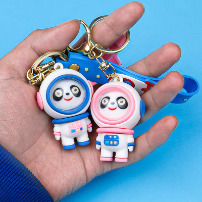 Internet Celebrity Space Ice Panda Astronaut Keychain Exquisite Cute Schoolbag Pendant Doll Car Key Ornament