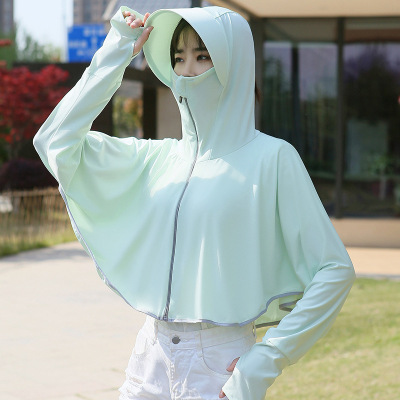 New Ice Silk Sun Protection Clothing Women's Hooded Long Sleeve Sun-Protection Overshirt Outdoor Travel Sun-Protective Clothing UV Protection Shawl Wholesale